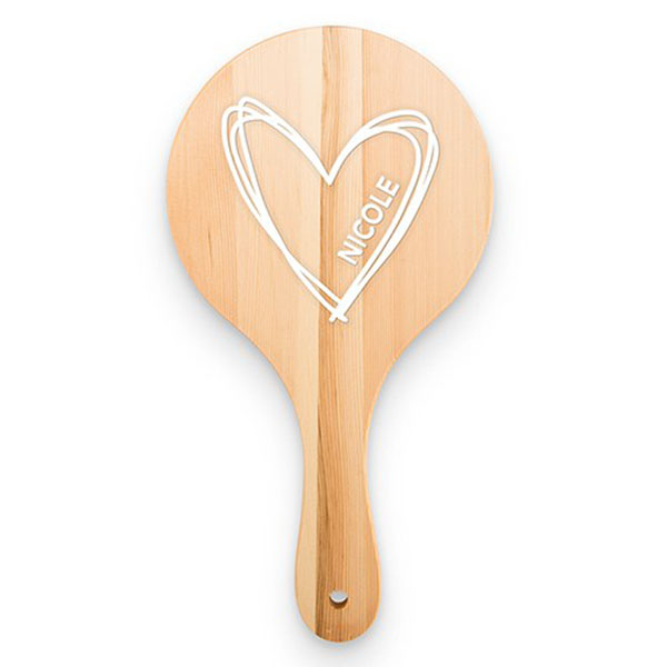 Wooden Hand Mirror - Personalized Heart