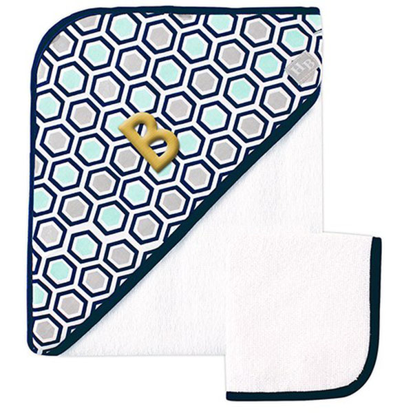 Woven Hooded Towel And Washcloth Set - Blue
