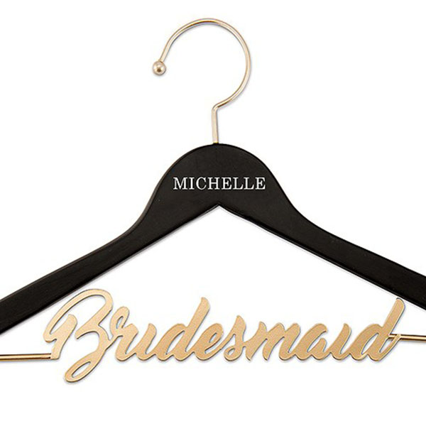 Personalized Wooden Wedding Clothes Hanger - Metal Bridesmaid Wire