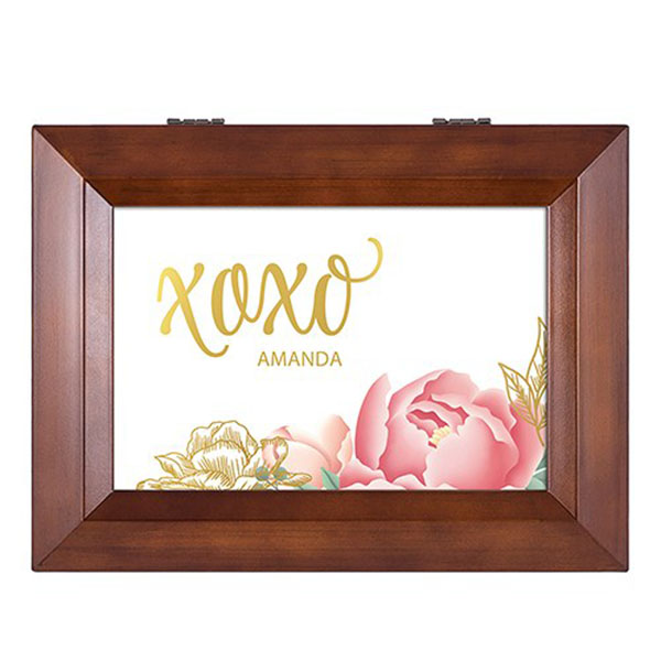 Wooden Music Box - Modern Floral Foiled Print