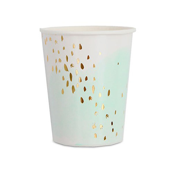 Watercolor & Gold Paper Party Cups - 9 Oz. - 4 Pieces