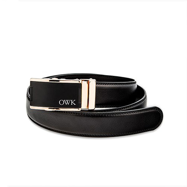 Men's Custom Leather Dress Belt Strap And Buckle - Gold