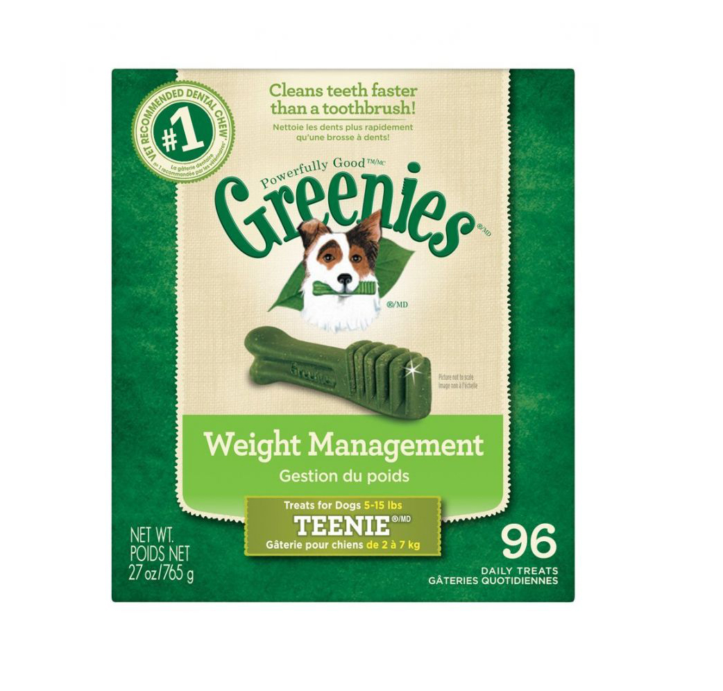 Greenies Weight Management Dental Dog Chews - Teenie - 96 Treats - Dogs 5-15 lbs