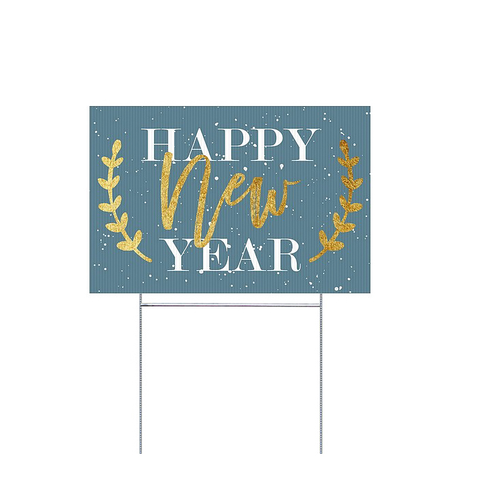 Gold Wreath Blue - New Year's 2018