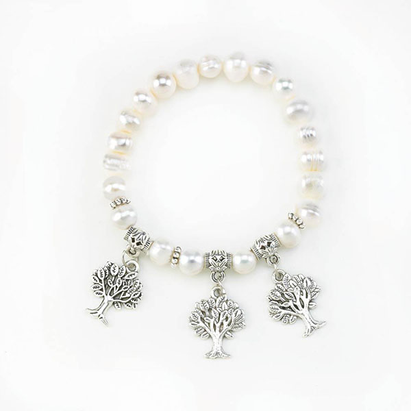 Tree Charms Pearl Stretch Bracelet