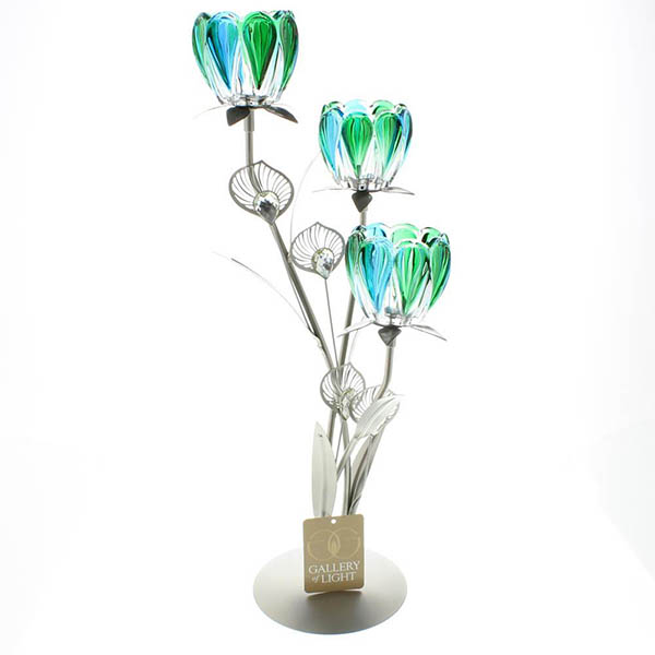 Triple Peacock Bloom Candle Holder