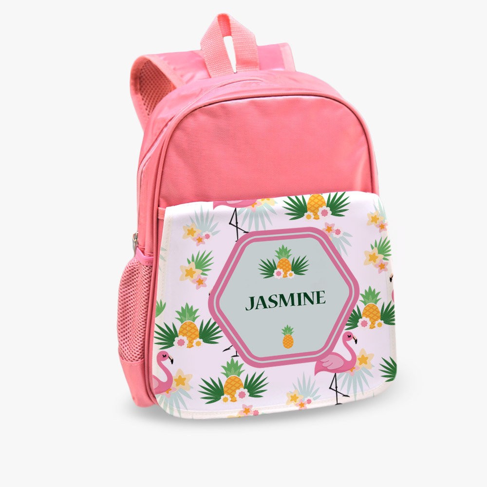 Tropical Flamingo Custom Kids Pink Backpack
