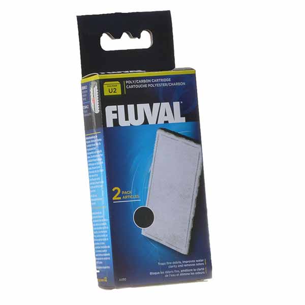 Fluval Underwater Filter Stage 2 Polyester/Carbon Cartridges - U2 Filter Cartridge - 2 Pack - 4 Pieces