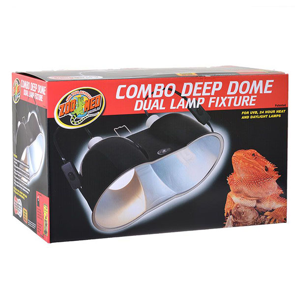 Zoo Med Combo Deep Dome Dual Lamp Fixture - Up to 300 Watts Combined