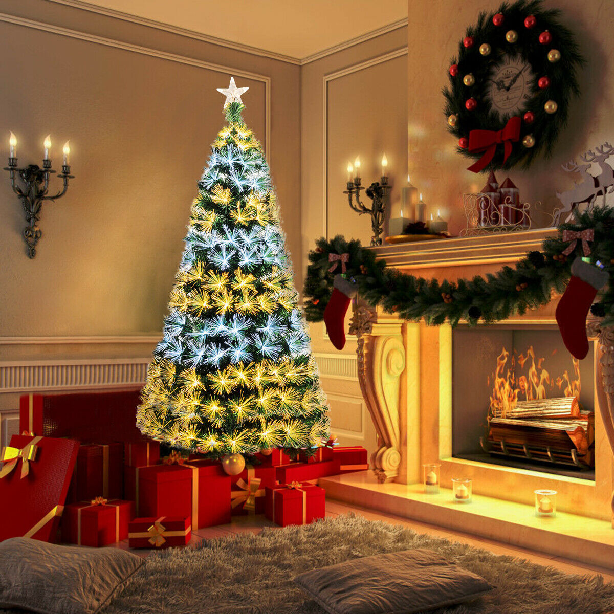 7 Ft. Double-Color Lights Fiber Optic Christmas Tree
