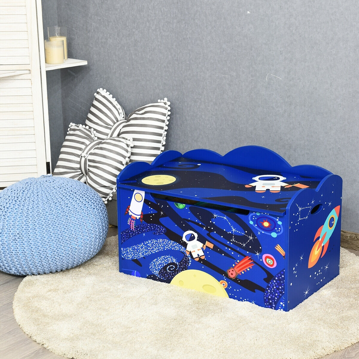 Wooden Toy Box Storage With Seating Bench For Kids