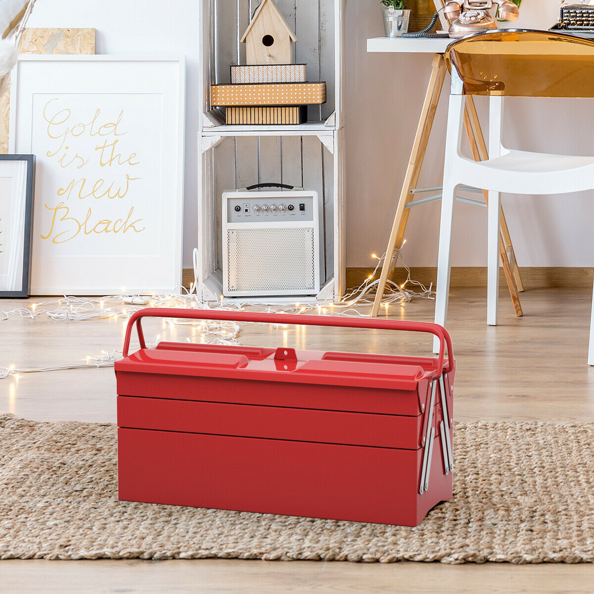 20 In. Portable 5 Trays Mechanic Garage Steel Cantilever Tool Box
