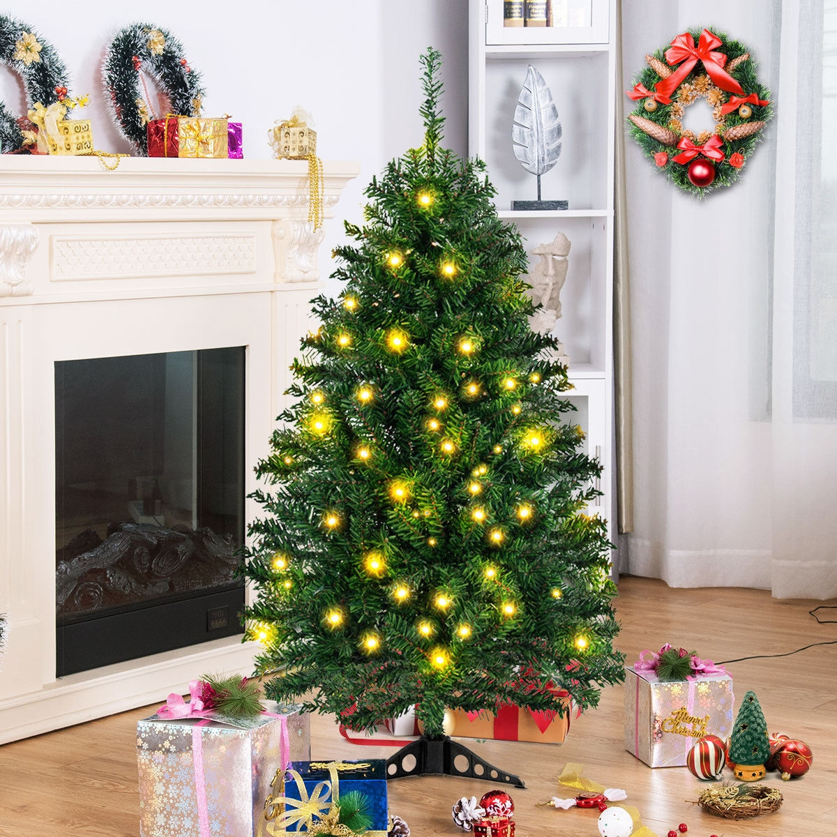 4 Ft. Pre-Lit Charlie Pine Artificial Christmas Tree