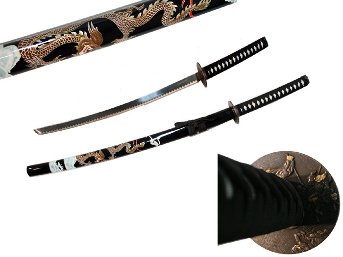 40.5 in. Black Collectible Dragon Katana Samurai Sword Ninja