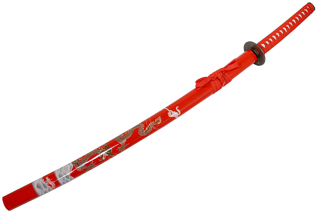 40 in. Red Collectible Dragon Katana Samurai Sword Ninja