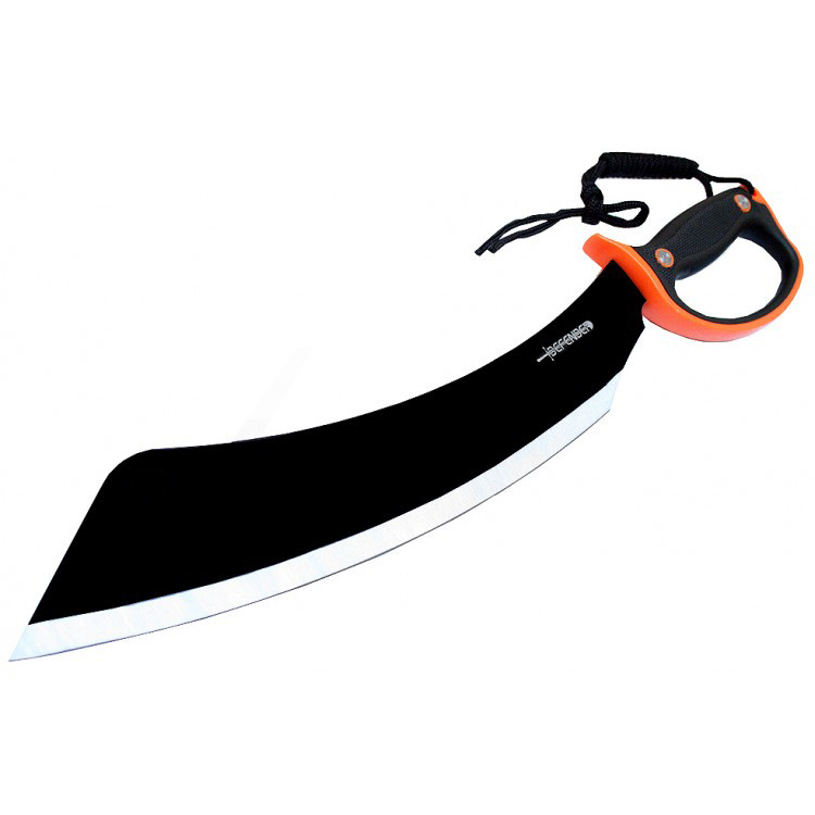 21 in. Black and Silver Machete with A Black Orange Handle and Sheath