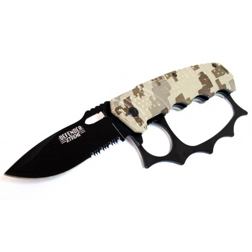 8 in. Camo & Black Folding Heavy Duty Spring Assisted Knife W/Belt Clip