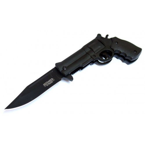 8.5 in. Metal Black Blade Gun Spring Assisted Knife with Belt Clip