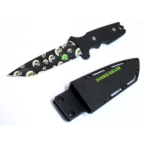 10 in. Zombie Killer Stainless Steel Hunting Knife With Sheath & Belt Clip