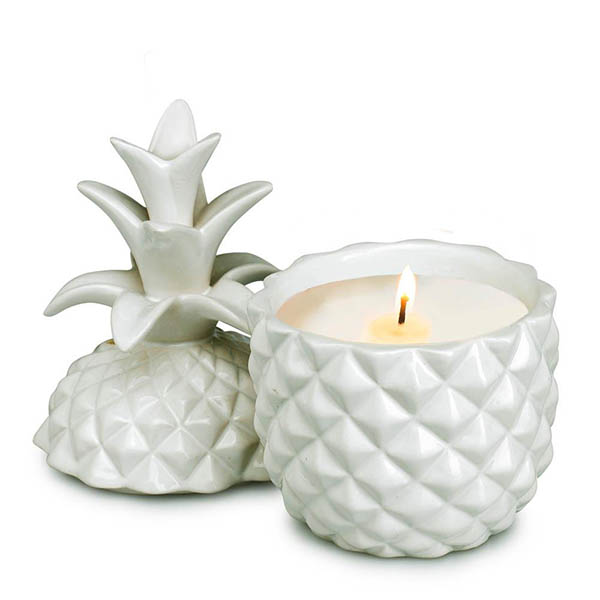 White Ceramic Pineapple Candle