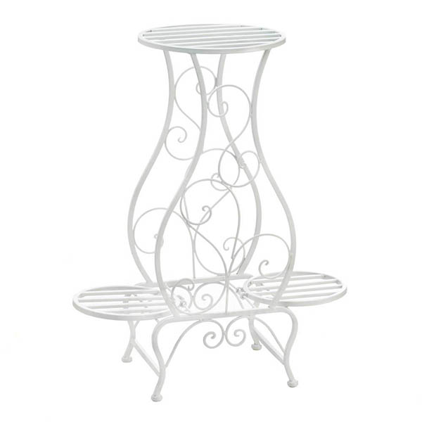 White Hourglass Triple Plant Stand
