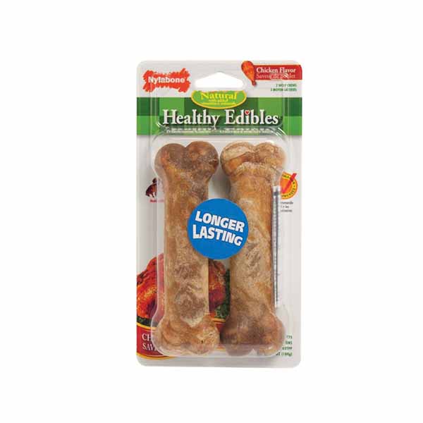 Nylabone Healthy Edibles Wholesome Dog Chews - Chicken Flavor - Wolf - 5.5 in. Long - 2 Pack - 2 Pieces