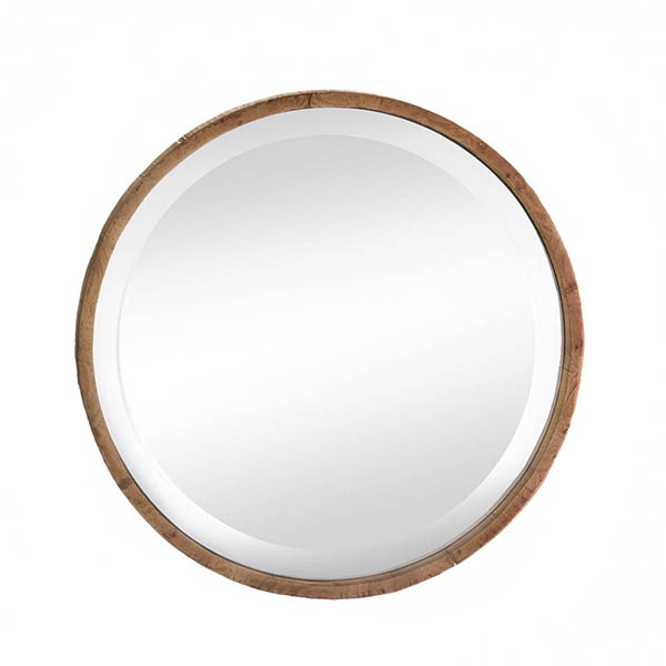 Wood Frame Round Wall Mirror