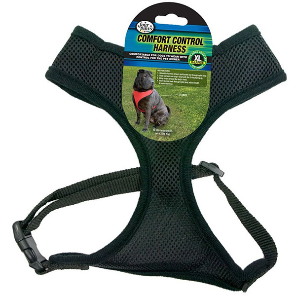 Four Paws Comfort Control Harness - Black - X - Large - For Dogs 20-29 lbs - 20 in. - 29 in. Chest and 15 in. - 17 in. Neck