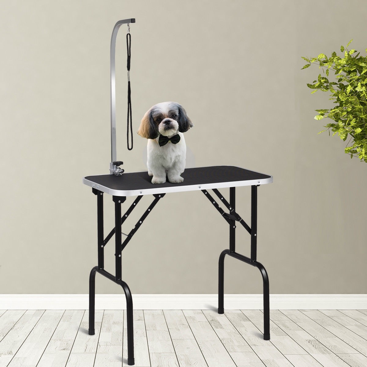 32 In. Adjustable Folding Pet Dog Grooming Table with Arm & Noose