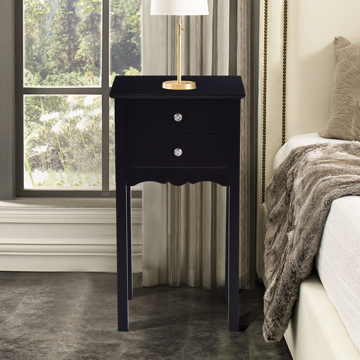Practical Vintage Side End Table With 2 Drawers