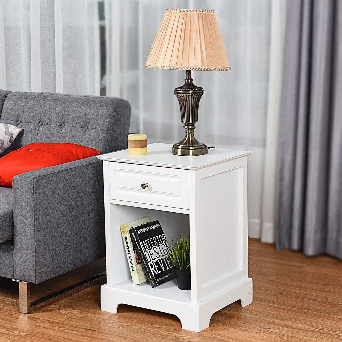 Accent Table Bedside Storage Nightstand