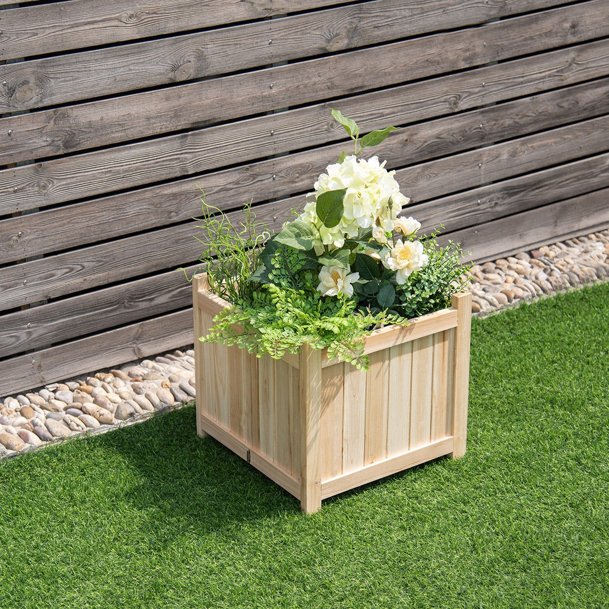 Patio Lawn Folding Garden Square Wood Flower Planter Box