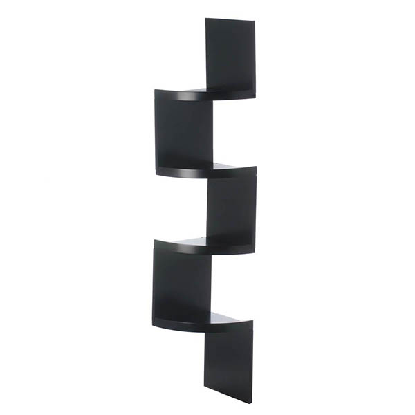 Zig Zag 4 Tier Black Corner Shelf