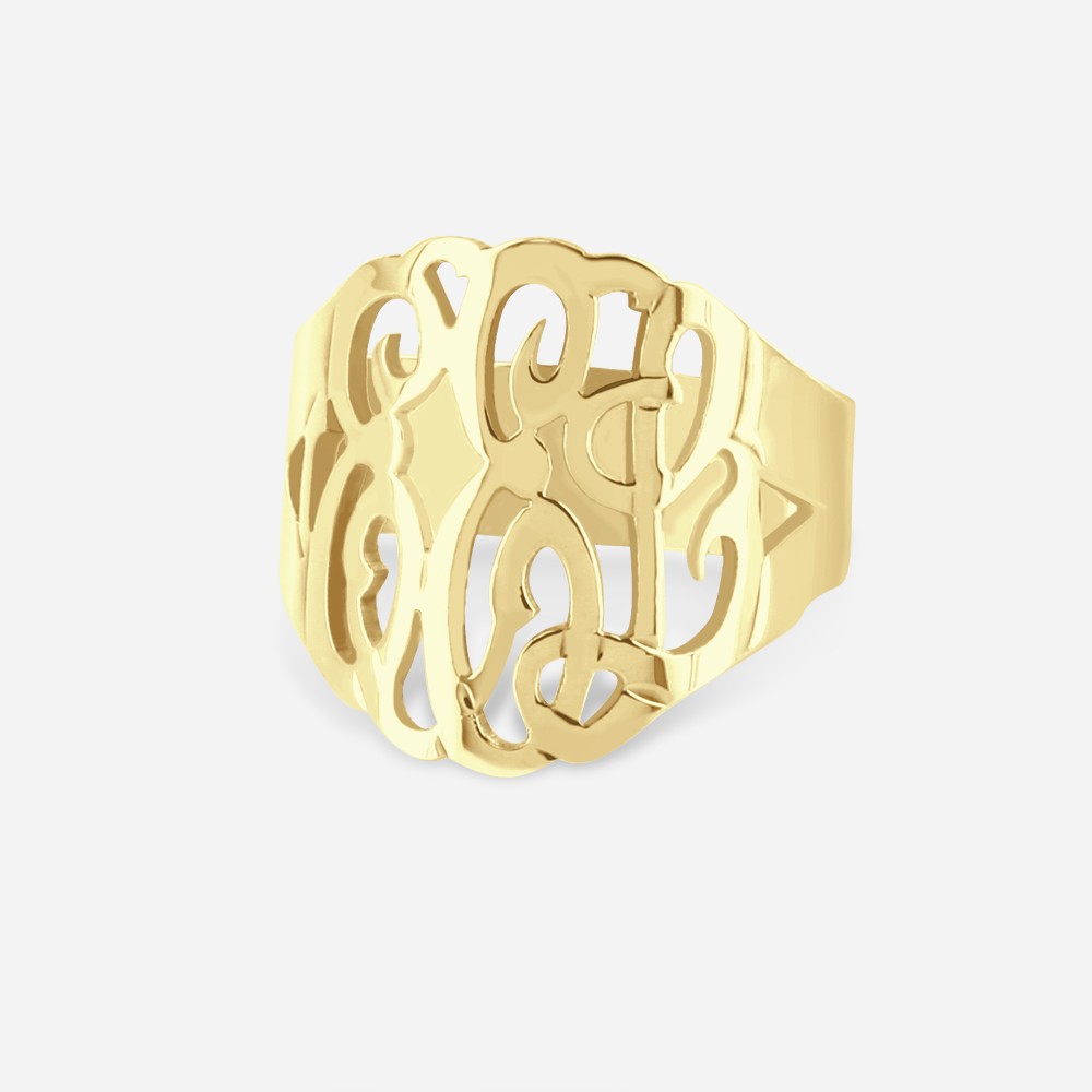 Solid Gold Monogram Ring