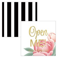Modern Floral Square Favor Tag - Open Me Foiled Print