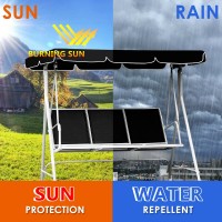 3 Persons Patio Powder Finish Canopy Deck Swing Bench