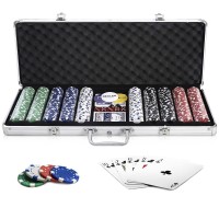 500 Chips Poker Dice Chip Set W / Silver Aluminum Case