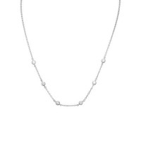16 in. + 2 in. Extension Rhodium Plated 6 Bezel Set CZ Necklace