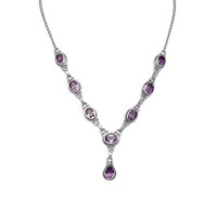 15 in. + 1 in. Extension Oval and Pear Shape Amethyst Necklace