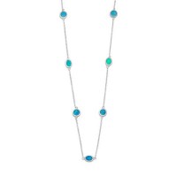 16 in. + 2 in. Rhodium Plated Synthetic Blue Opal Necklace