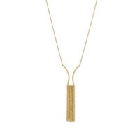 14 Karat Gold Plated Geometric and Fringe Drop Necklace