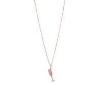 14 Karat Rose Gold Plated CZ Champagne Glass Charm Necklace