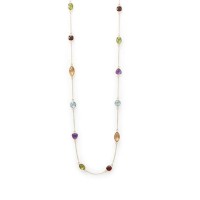 25 in. 14 Karat Gold Plated Multi Stone Necklace