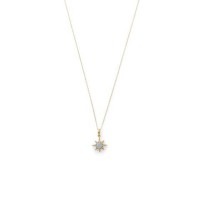  14 Karat Gold Plated CZ Star and Synthetic Opal Necklace