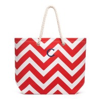 Personalized Large Cabana Canvas Tote Bag - Red