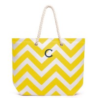 Personalized Large Cabana Canvas Tote Bag - Yellow