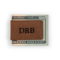 Tanned Genuine Leather Magnetic Money Clip - Personalized