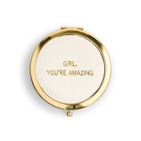 Faux Leather Compact Mirror - You're Amazing Emboss