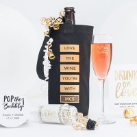 Love The Wine You're With Personalized Black Canvas Wine Tote Bag