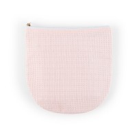 Personalized Small Cotton Waffle Makeup Bag - Blush Pink